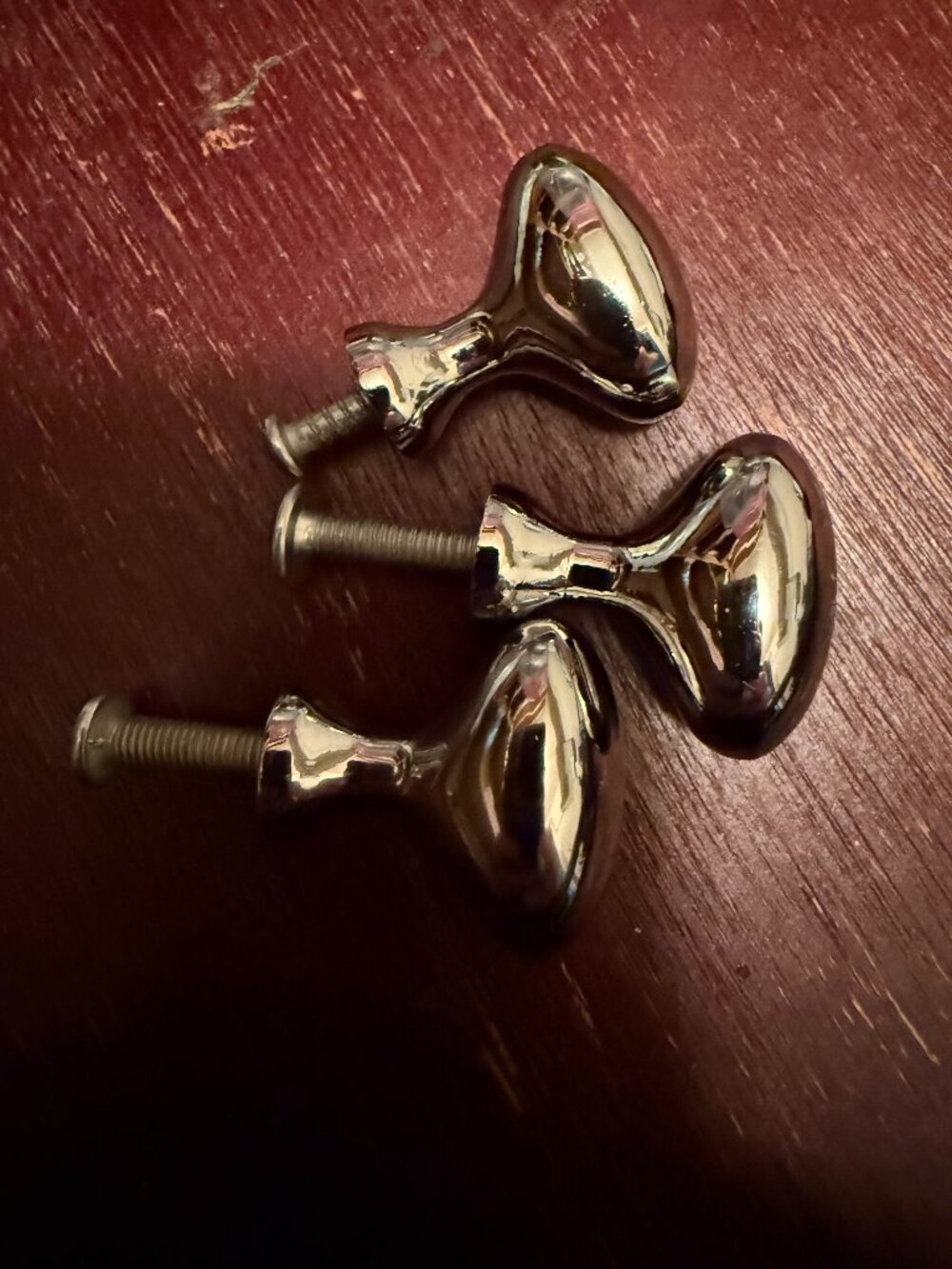 Vintage Silver Chrome Retro Polished Oval Knobs, Metal Cabinet Pulls, Set of 3